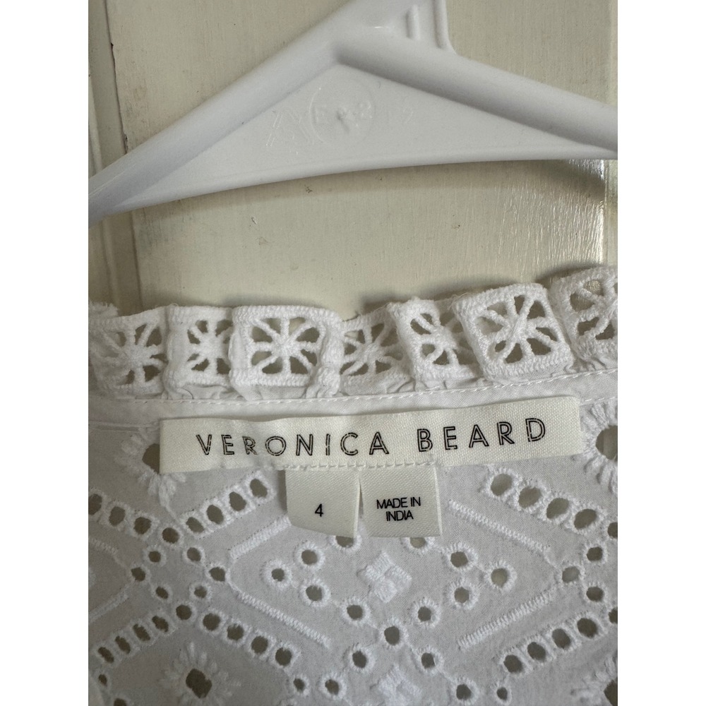 Veronica Beard Satori white flutter sleeve eyelet cotton maxi dress size 4 - Picture 4 of 11